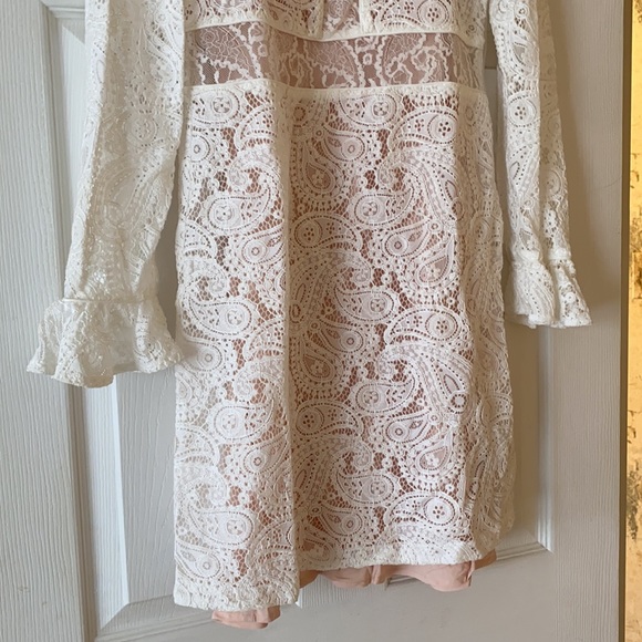Maje White Women's Rilene Paisley Long Sleeve Guipure Lace Mini Dress, 36 - Picture 6 of 8
